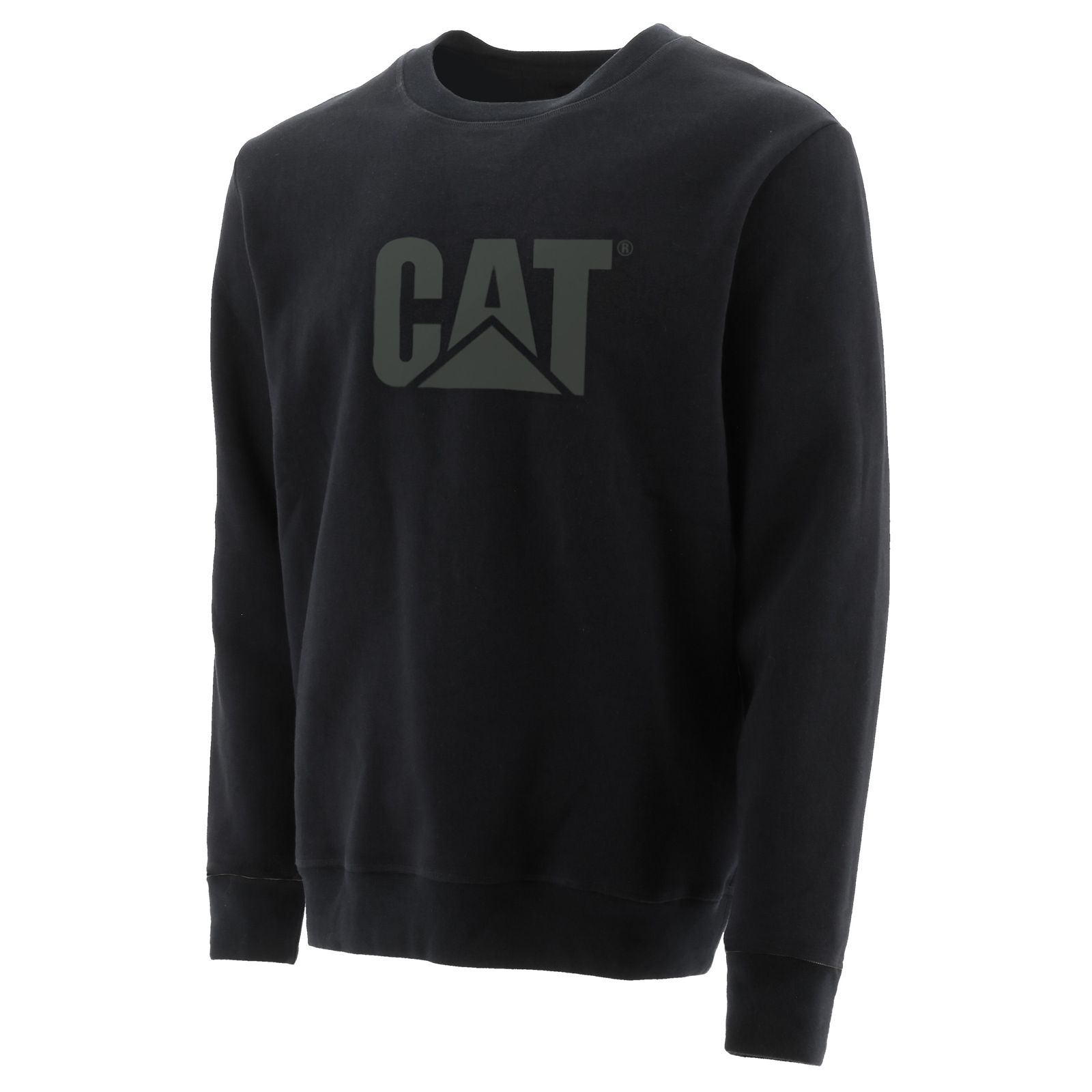 Caterpillar Trademark Logo Crewneck - Mens Sweatshirts - Black - NZ (537PFCHXD)